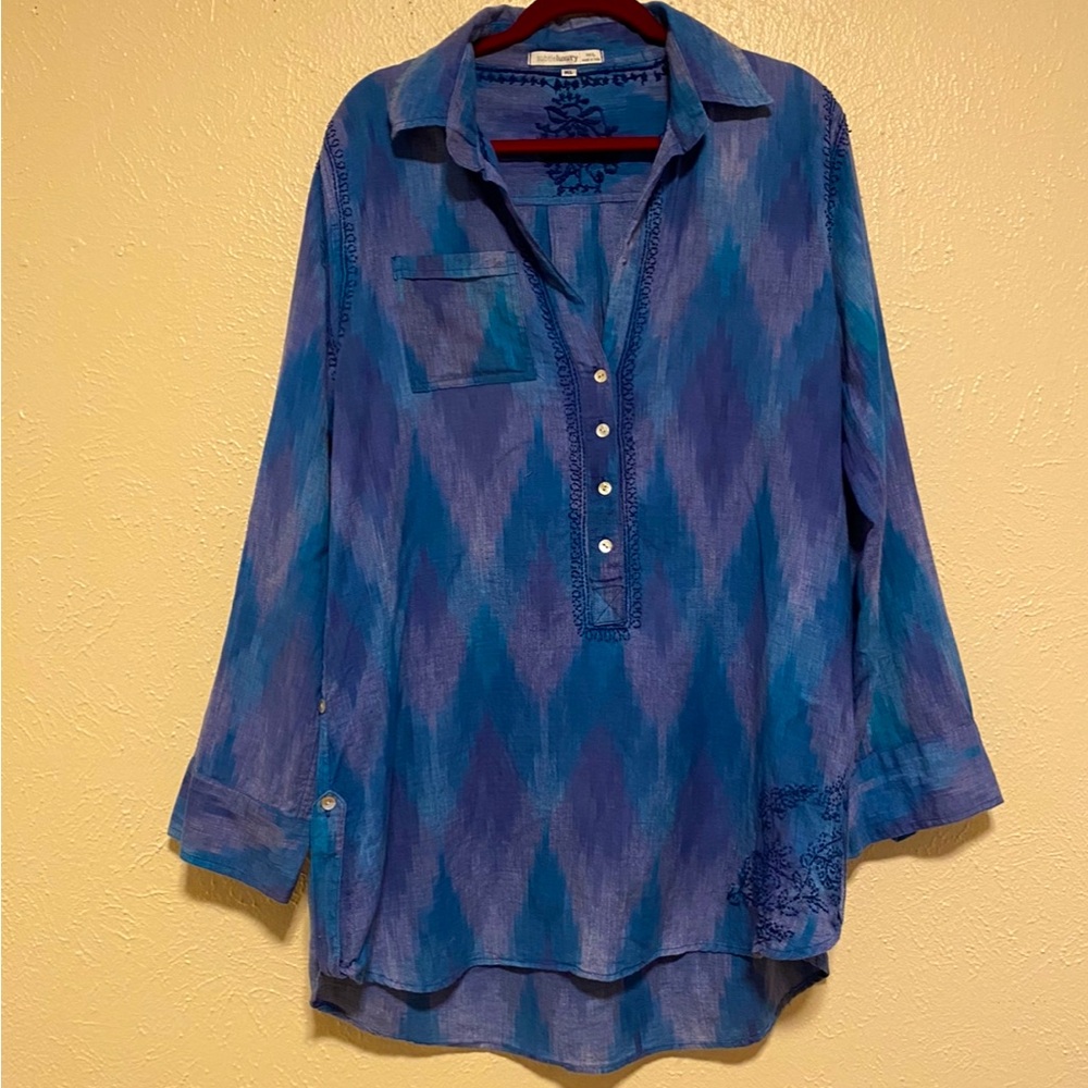 Subtle Luxury Embroidered Blue and Purple Tunic Size M/L